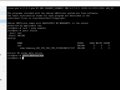 pve在执行磁盘擦除的时候报错：probing initialization failed: Device or resource busy